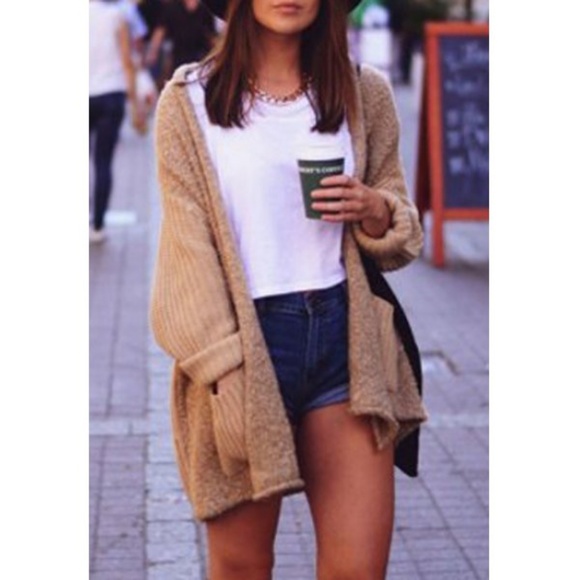 Sweaters - Tan Chunky Color Block Cardigan